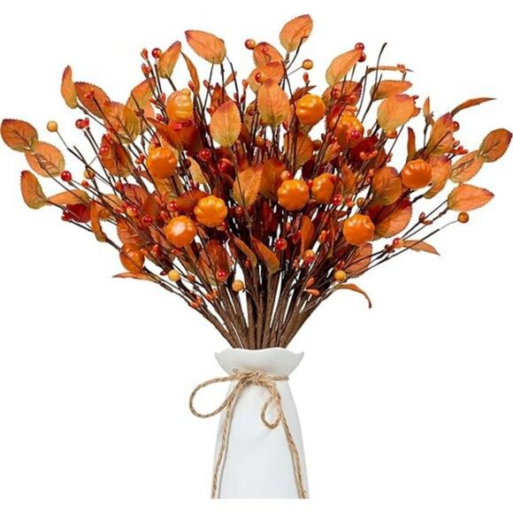 12pcs artificial fall picks berry stems pumpkin autumn centerpiece thanksgiving - Picture 8 of 8
